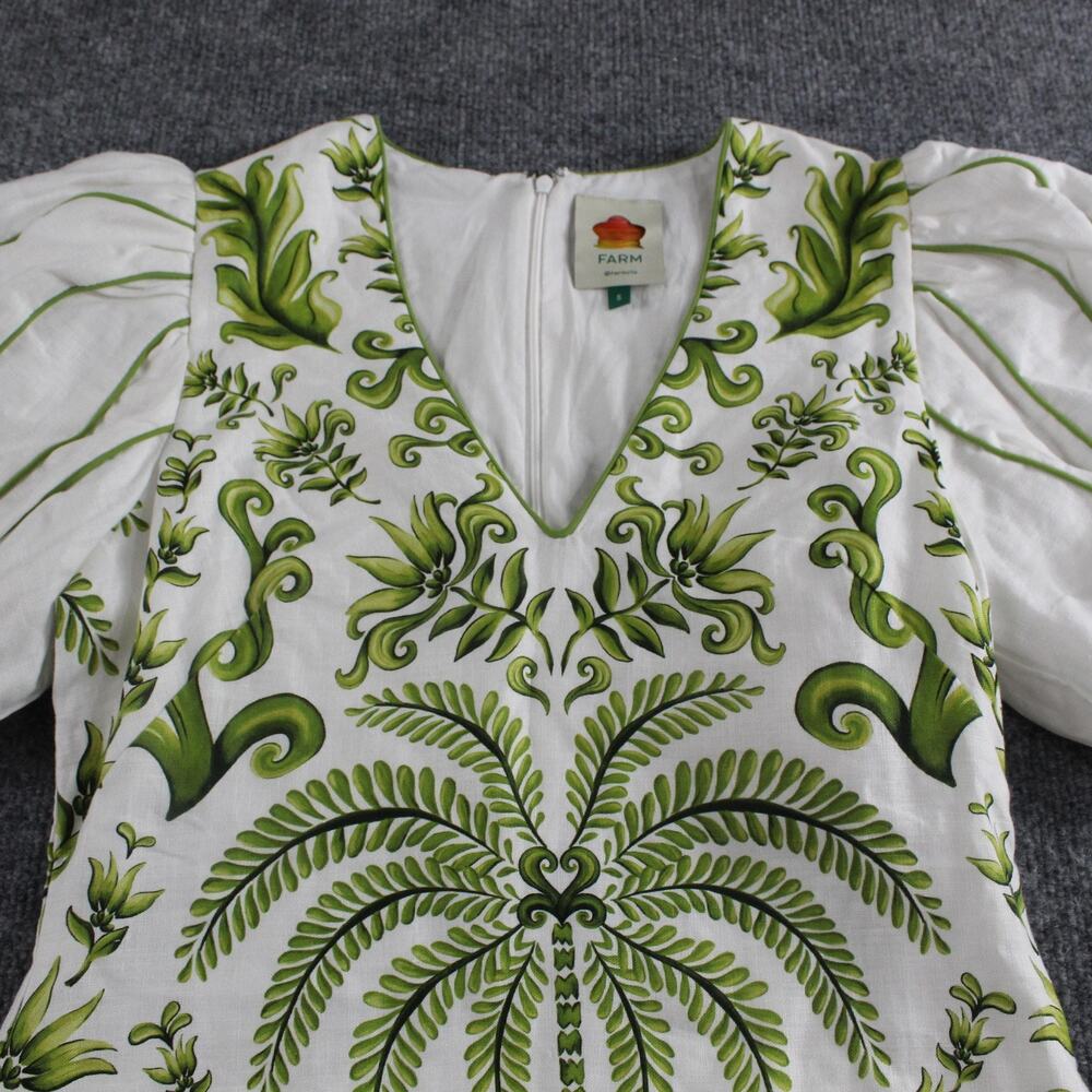 Farm Rio Dress Womens Small Milani Printed Linen Mini Tropical Boho Chic Playful - Picture 5 of 15